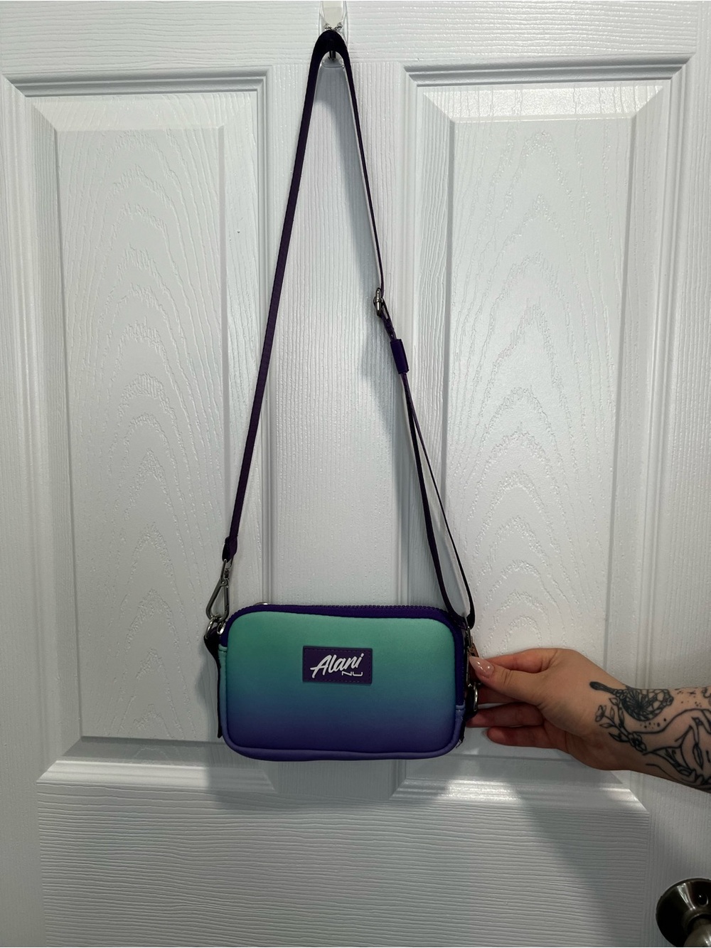 Alani Nu Ombre Crossbody Fanny Pack Bag in Teal & Purple - Picture 4 of 4